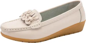 2025 Women's Ruched Embellished Pump Sandals Solid Faux Leather Slip on Loafer Closed Toe Rubber Sole Casual Sandal