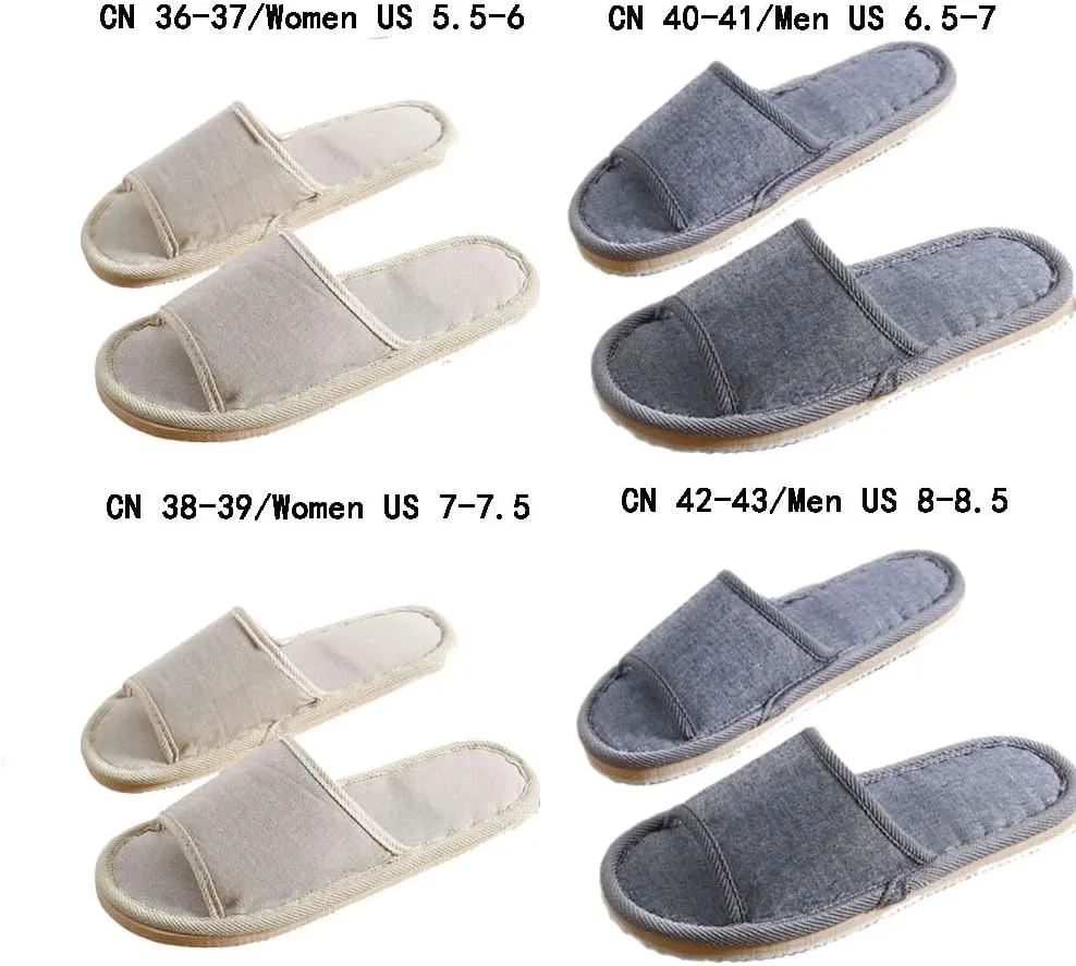 4 Pairs Spa Slippers with Different Sizes, Non Slip Disposable Slippers for Guest, Washable Reusable,Open Toe House Shoes Slide Slipper Women Men, Indoor, Bedroom, Hotel, Bride Slippers