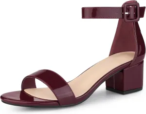 Allegra K Women's Block Low Heels Ankle Strap Sandals