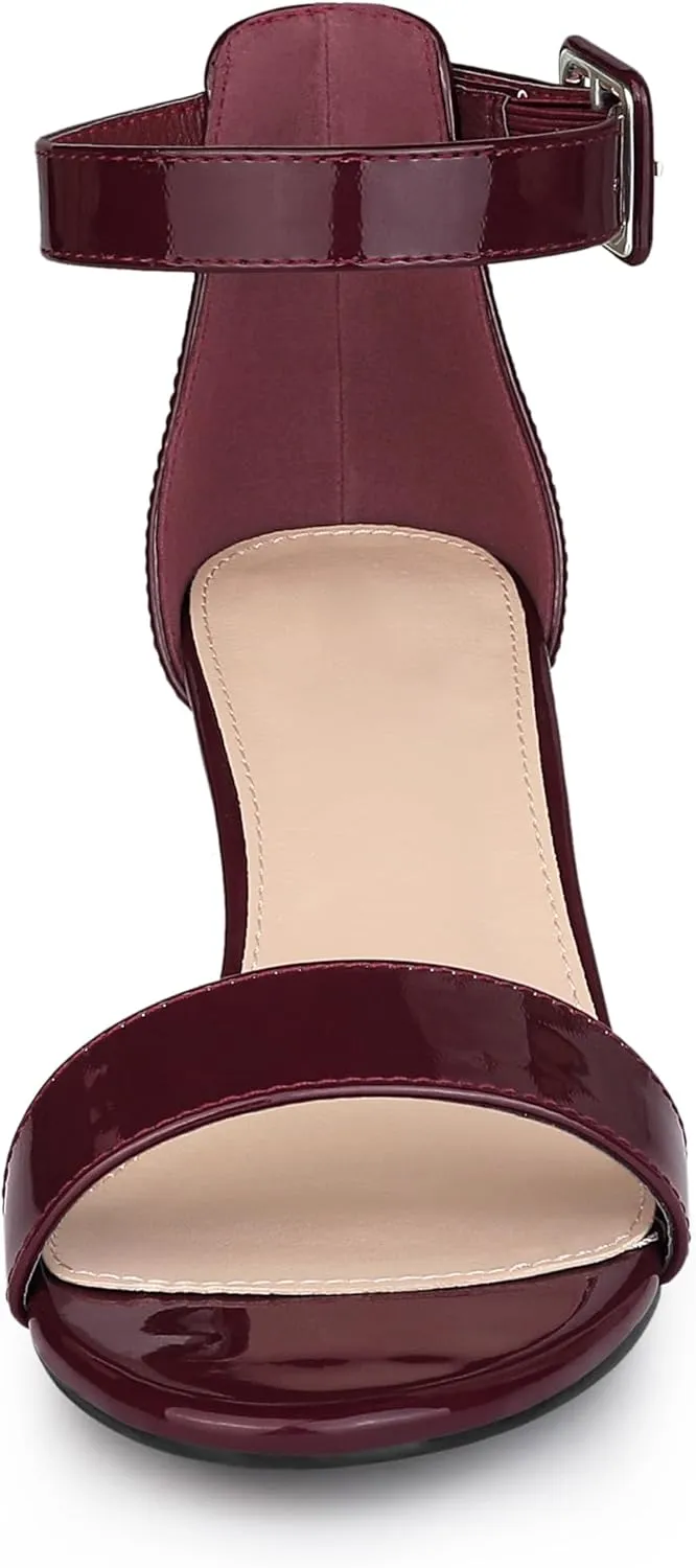 Allegra K Women's Block Low Heels Ankle Strap Sandals