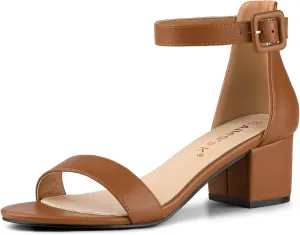 Allegra K Women's Block Low Heels Ankle Strap Sandals