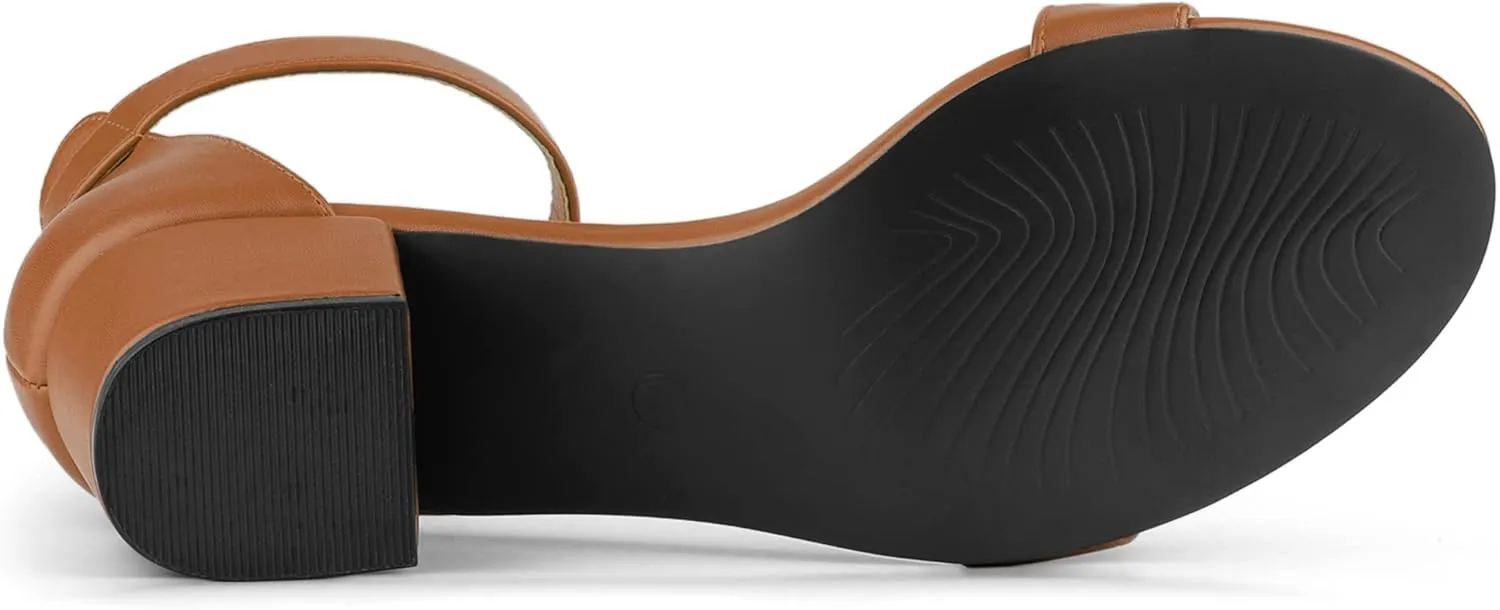 Allegra K Women's Block Low Heels Ankle Strap Sandals