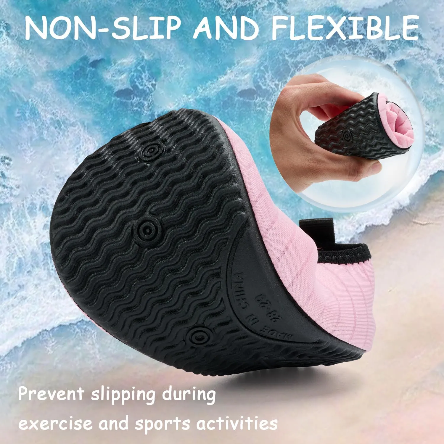 ANLUKE Kids Boys Girls Water Shoes Barefoot Aqua Socks Fast Dry Beach Swim Outdoor Sports Shoes for Toddler