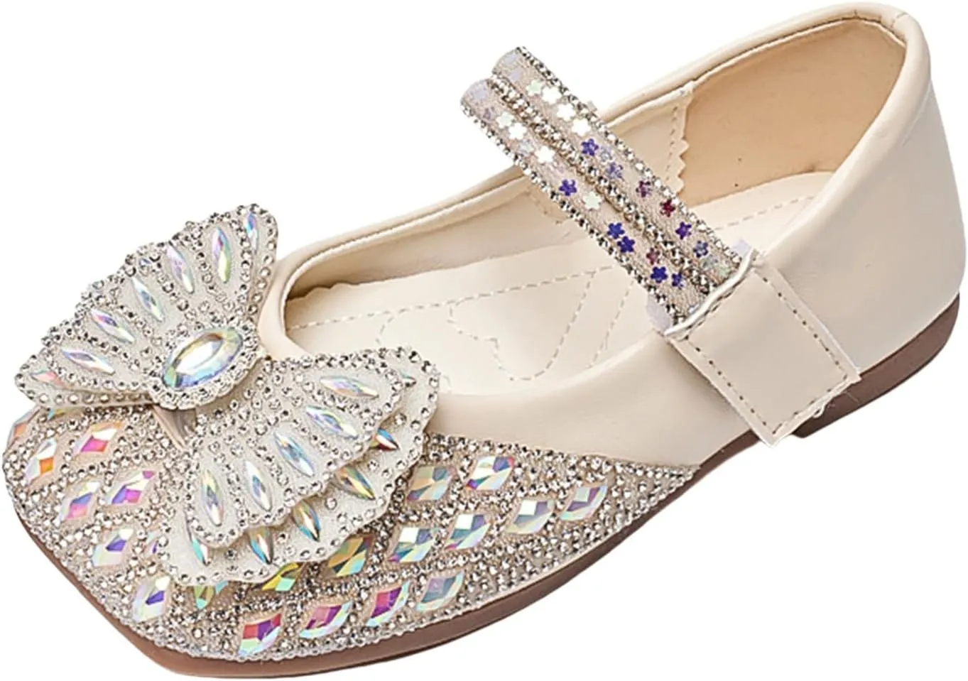 Baby Infant Girls Bow Sequins Ankle Sandals Wedding Birthday Formal Fancy Closed Toe Strap Glitter Shoes for Newborn