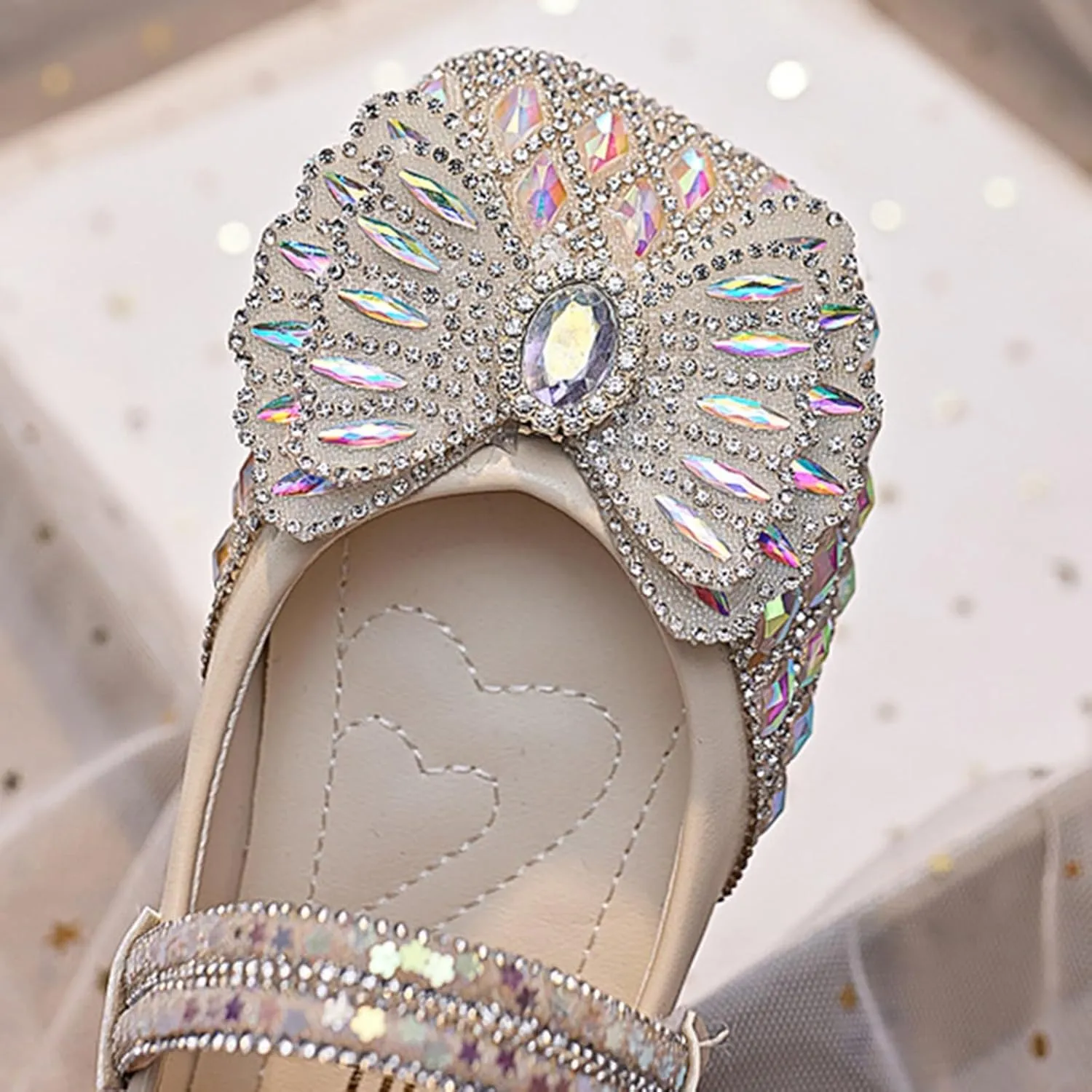 Baby Infant Girls Bow Sequins Ankle Sandals Wedding Birthday Formal Fancy Closed Toe Strap Glitter Shoes for Newborn