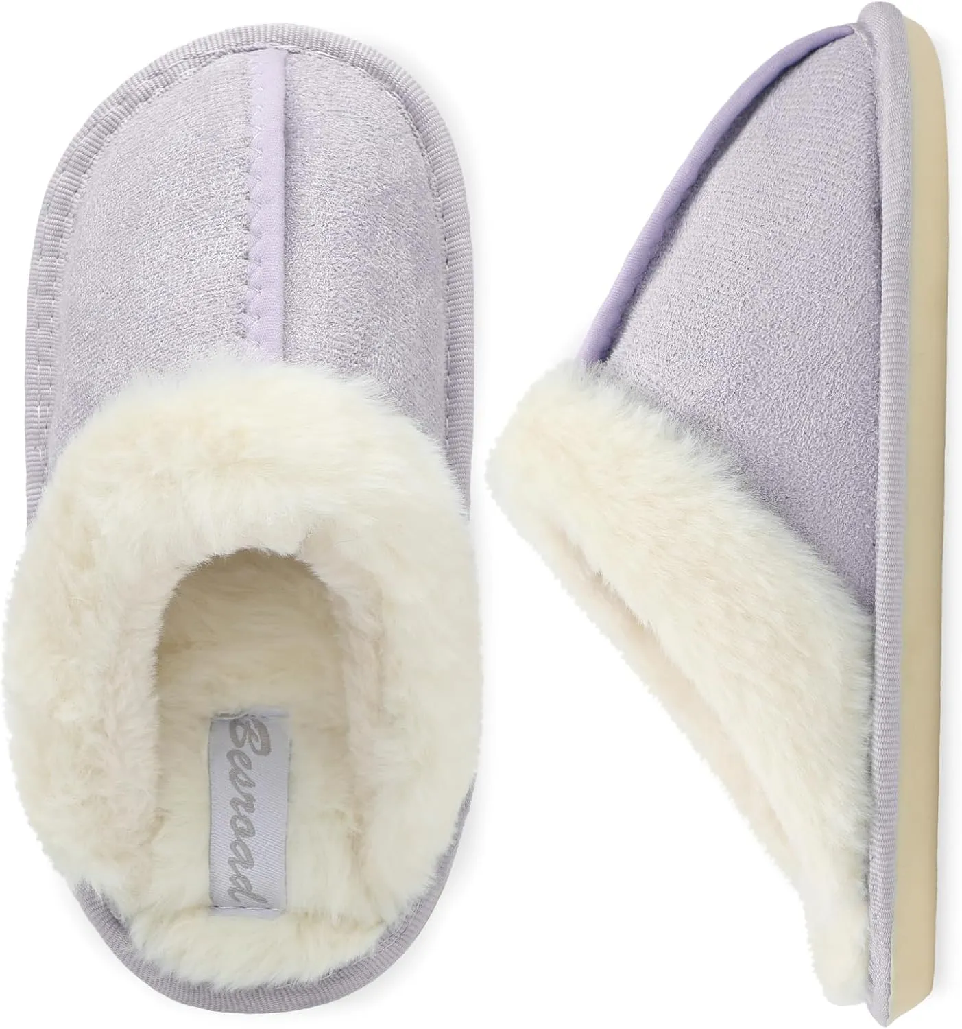 Besroad Kids Furry Slides Girls Boys House Slippers Fluffy Bedroom Shoes Cozy Memory Foam Plush Slippers Light Purple Big Kid 1-2