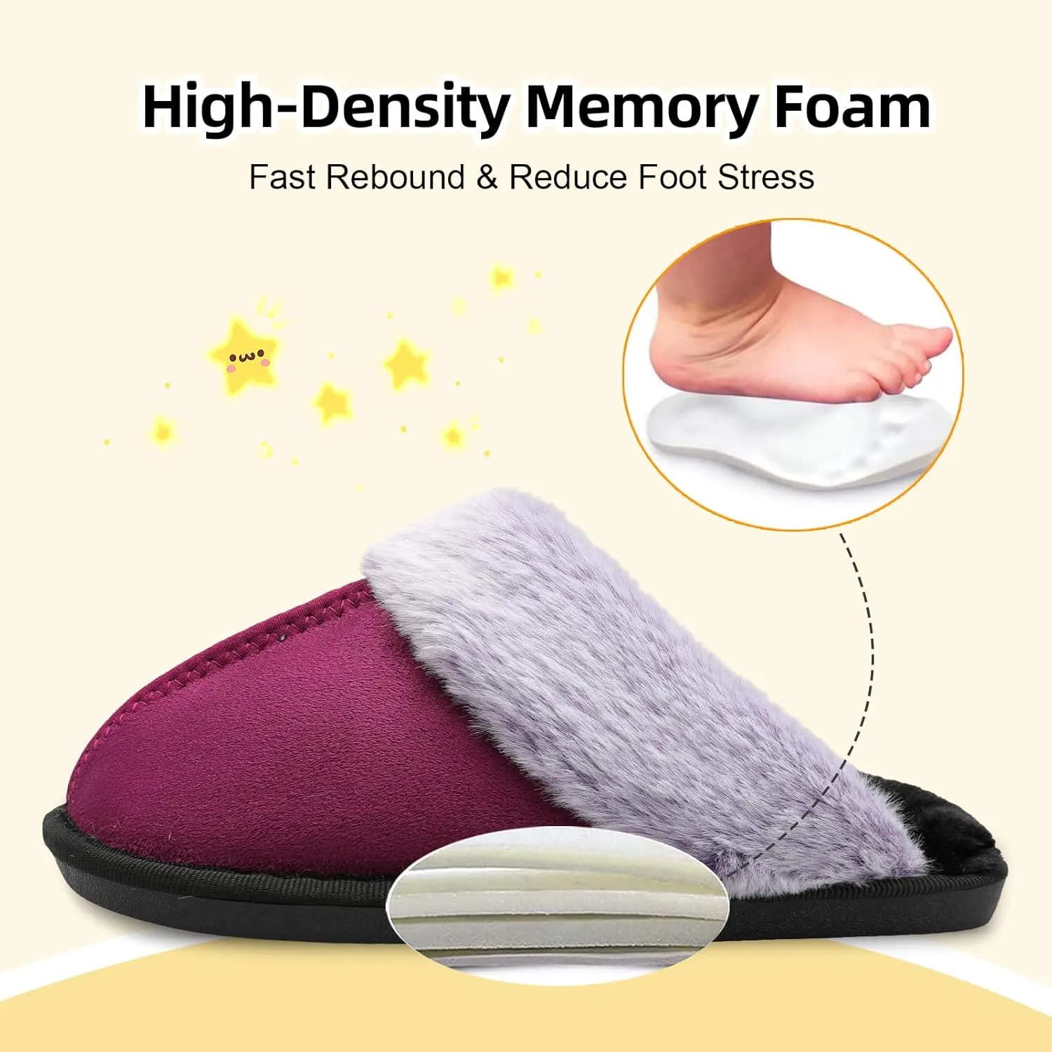Besroad Kids Slippers Girls Boys Fuzzy House Slippers Warm Memory Foam House Shoes Soft Plush Bedroom Slippers Slides Indoor Outdoor