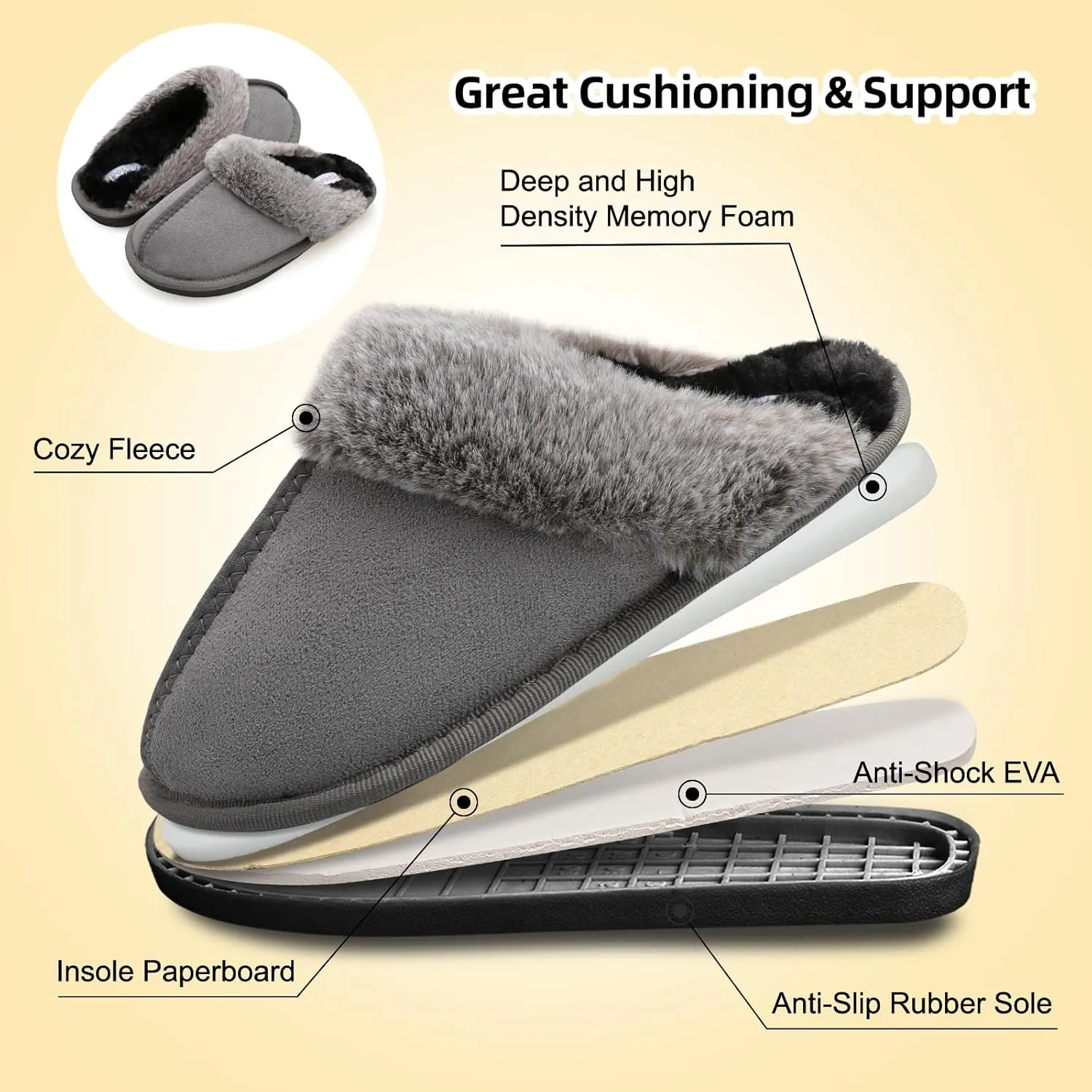 Besroad Kids Slippers Girls Boys Fuzzy House Slippers Warm Memory Foam House Shoes Soft Plush Bedroom Slippers Slides Indoor Outdoor