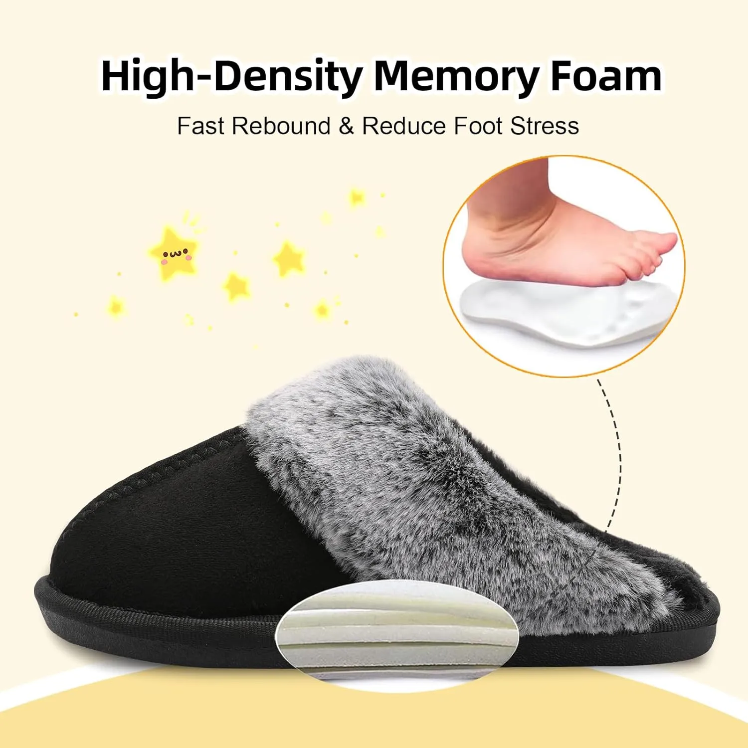 Besroad Kids Slippers Girls Boys Fuzzy House Slippers Warm Memory Foam House Shoes Soft Plush Bedroom Slippers Slides Indoor Outdoor