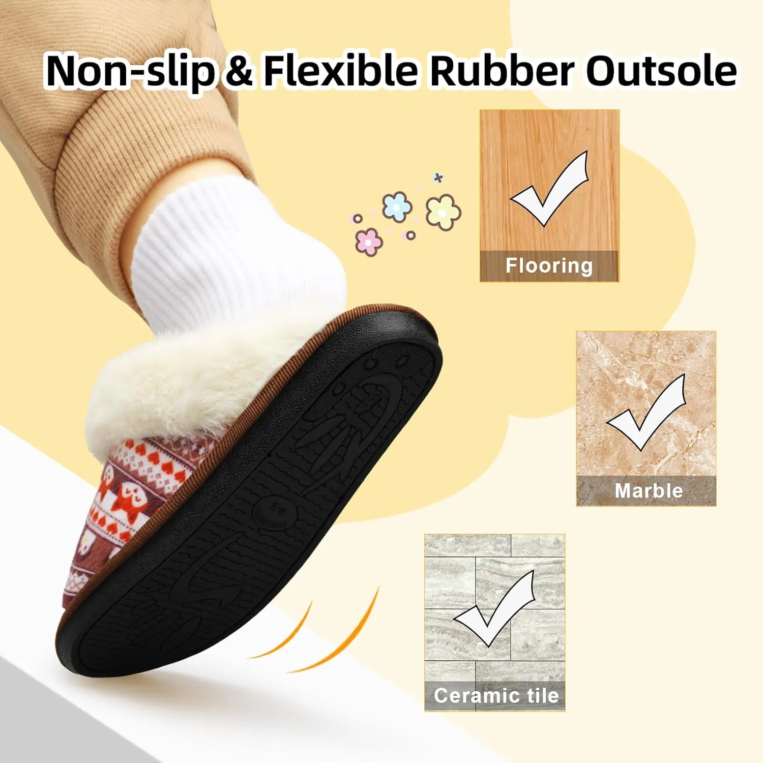 Besroad Kids Slippers Girls Boys Fuzzy House Slippers Warm Memory Foam House Shoes Soft Plush Bedroom Slippers Slides Indoor Outdoor