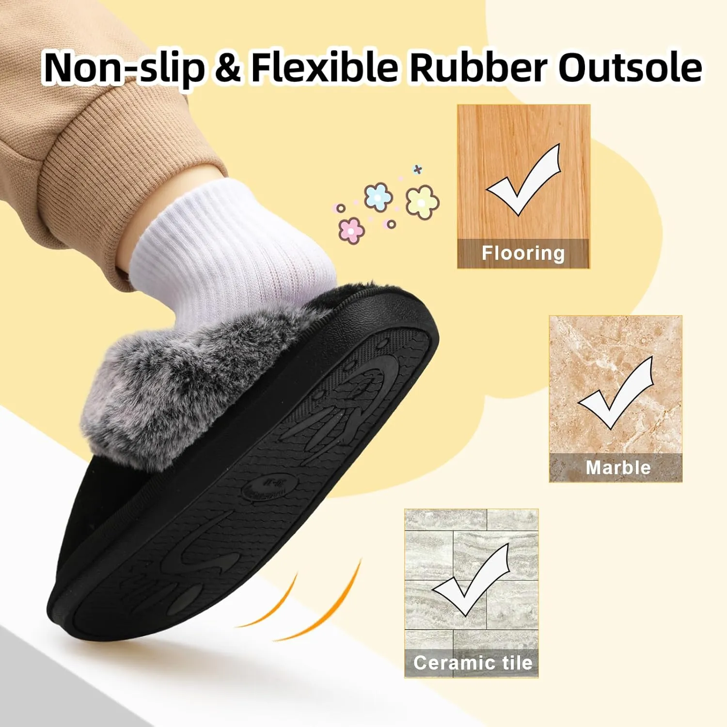 Besroad Kids Slippers Girls Boys Fuzzy House Slippers Warm Memory Foam House Shoes Soft Plush Bedroom Slippers Slides Indoor Outdoor