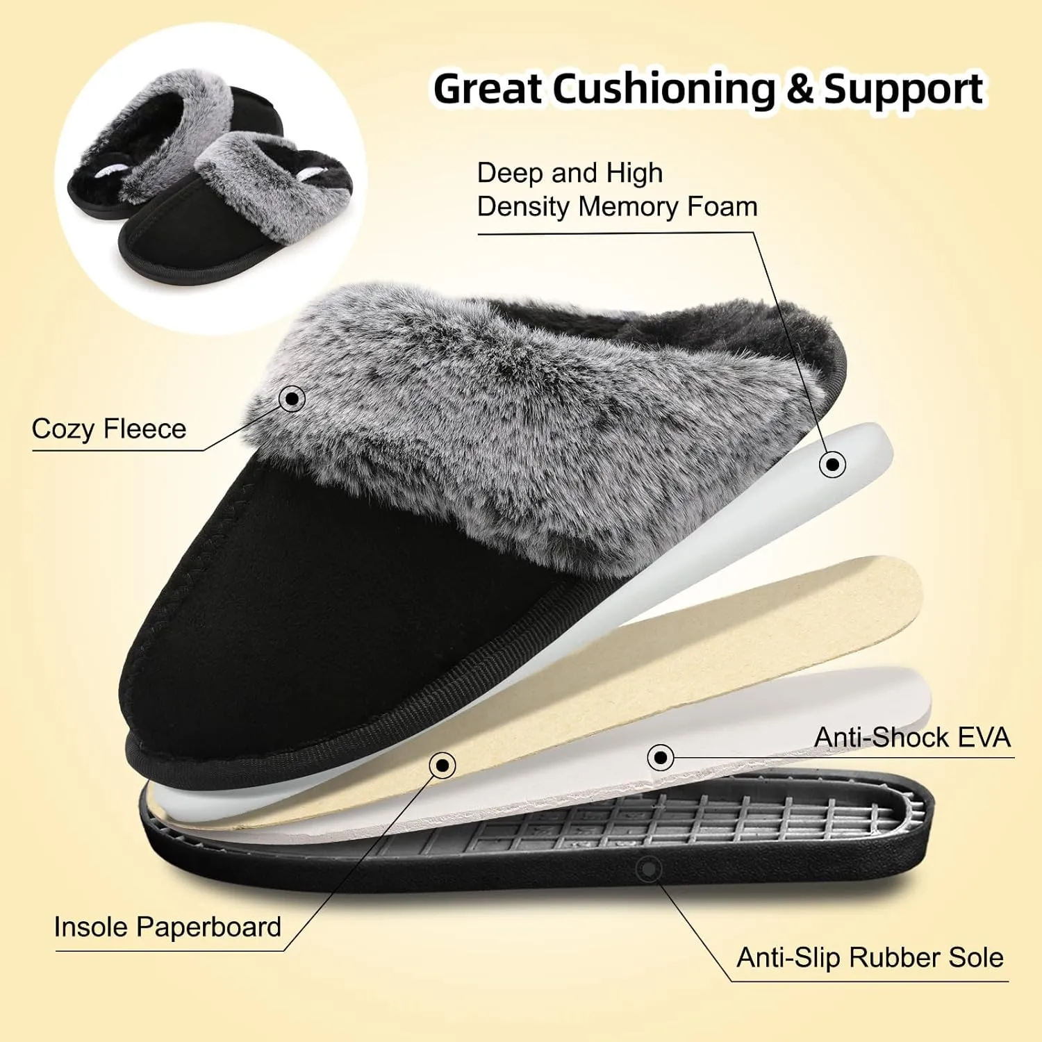 Besroad Kids Slippers Girls Boys Fuzzy House Slippers Warm Memory Foam House Shoes Soft Plush Bedroom Slippers Slides Indoor Outdoor