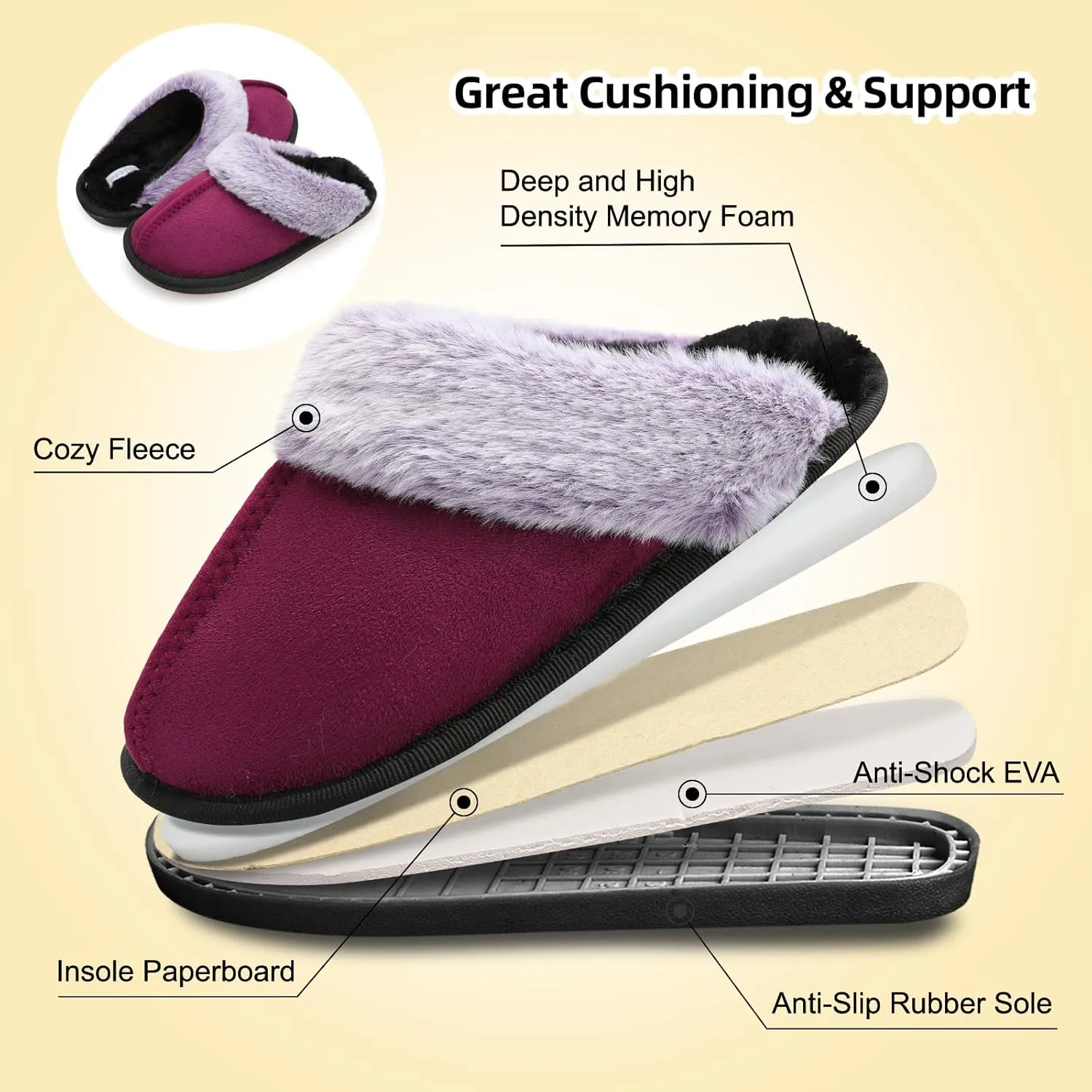 Besroad Kids Slippers Girls Boys Fuzzy House Slippers Warm Memory Foam House Shoes Soft Plush Bedroom Slippers Slides Indoor Outdoor