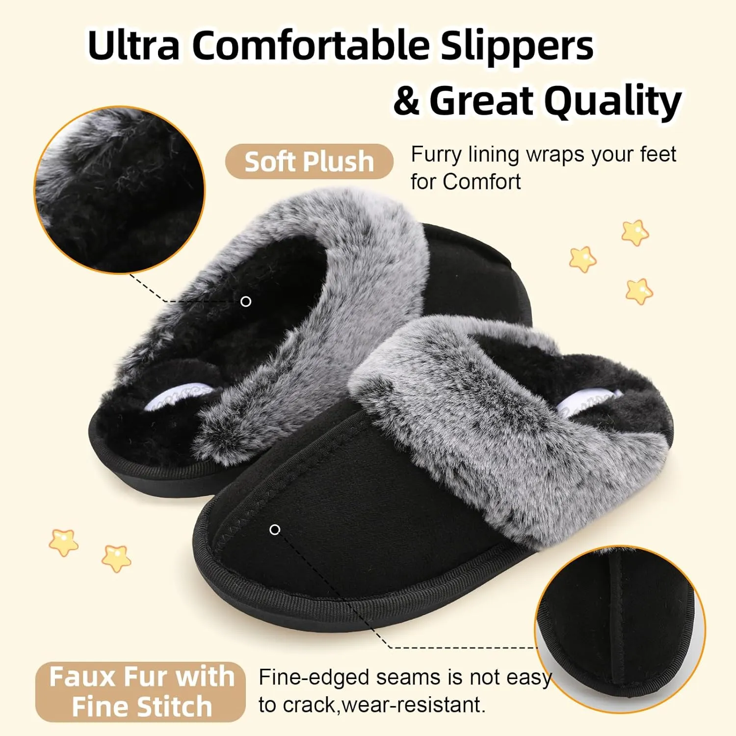 Besroad Kids Slippers Girls Boys Fuzzy House Slippers Warm Memory Foam House Shoes Soft Plush Bedroom Slippers Slides Indoor Outdoor