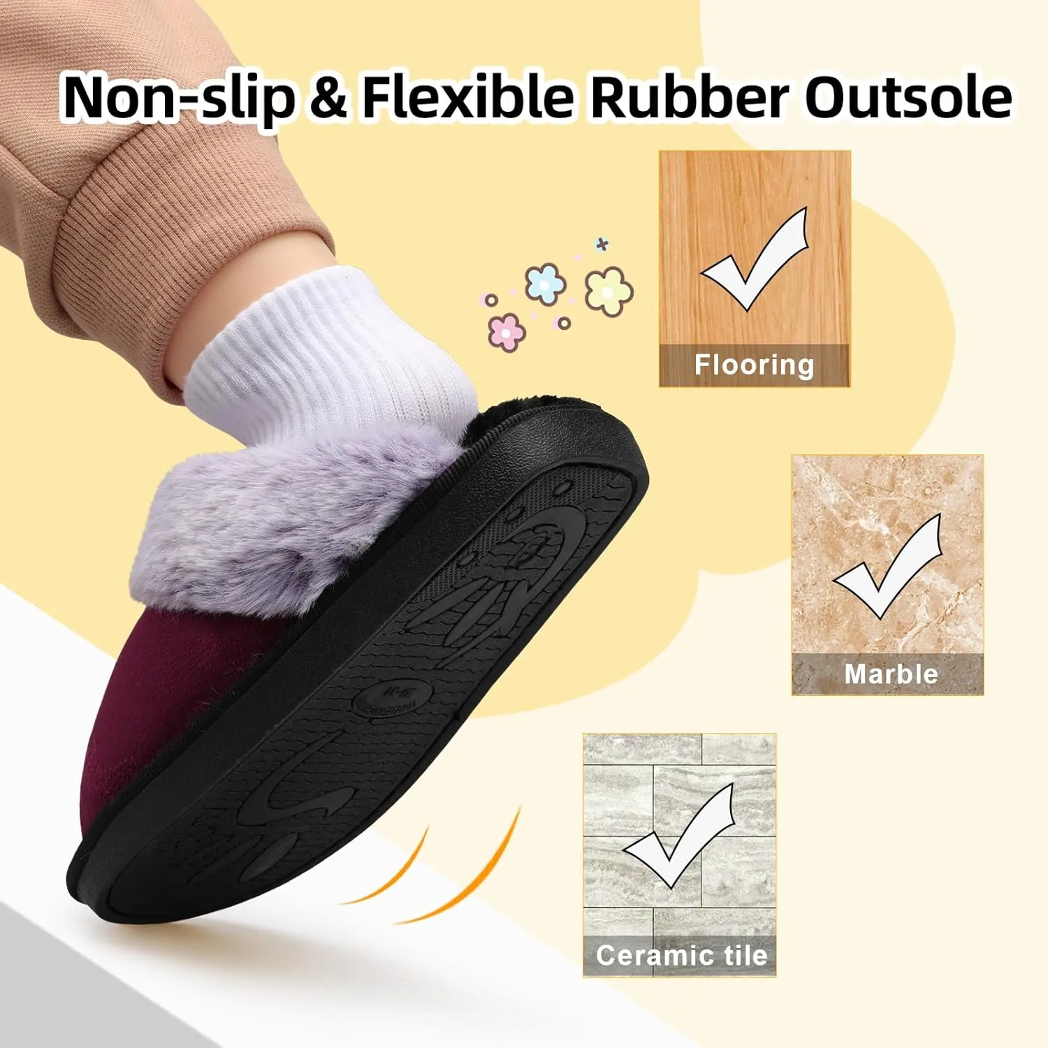 Besroad Kids Slippers Girls Boys Fuzzy House Slippers Warm Memory Foam House Shoes Soft Plush Bedroom Slippers Slides Indoor Outdoor
