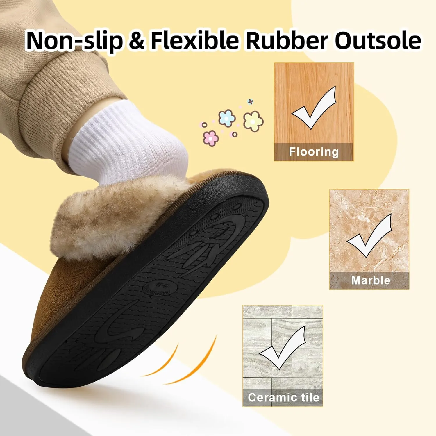 Besroad Kids Slippers Girls Boys Fuzzy House Slippers Warm Memory Foam House Shoes Soft Plush Bedroom Slippers Slides Indoor Outdoor