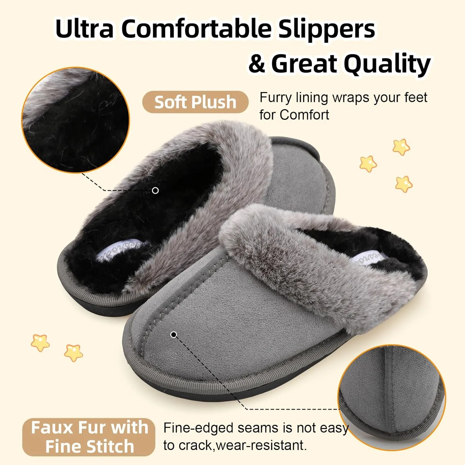 Besroad Kids Slippers Girls Boys Fuzzy House Slippers Warm Memory Foam House Shoes Soft Plush Bedroom Slippers Slides Indoor Outdoor