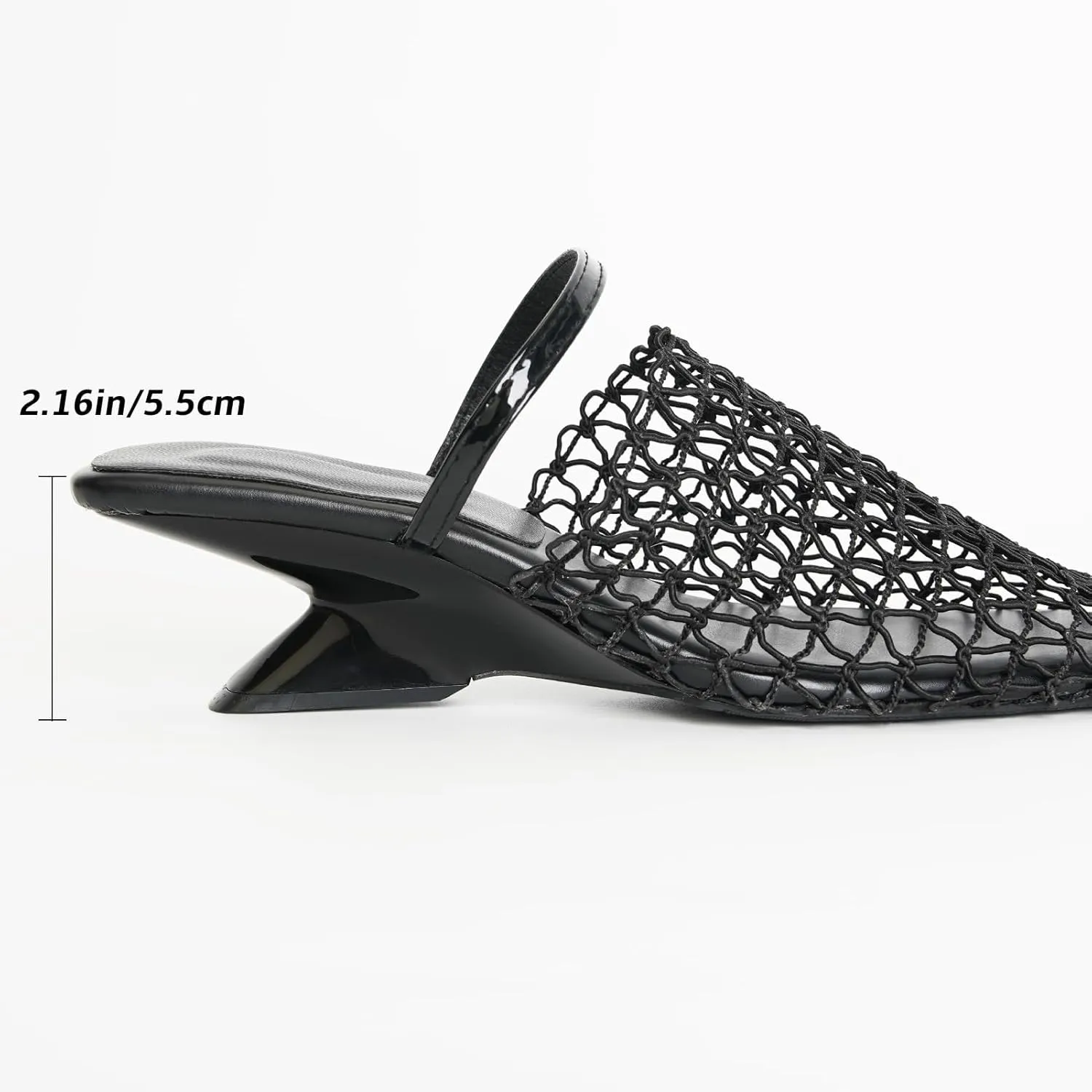 Black Square Open Toe Sandals for Women - Low Kitten Heels - Slip On Mesh Design - 2025 New Dressy Party Sandals