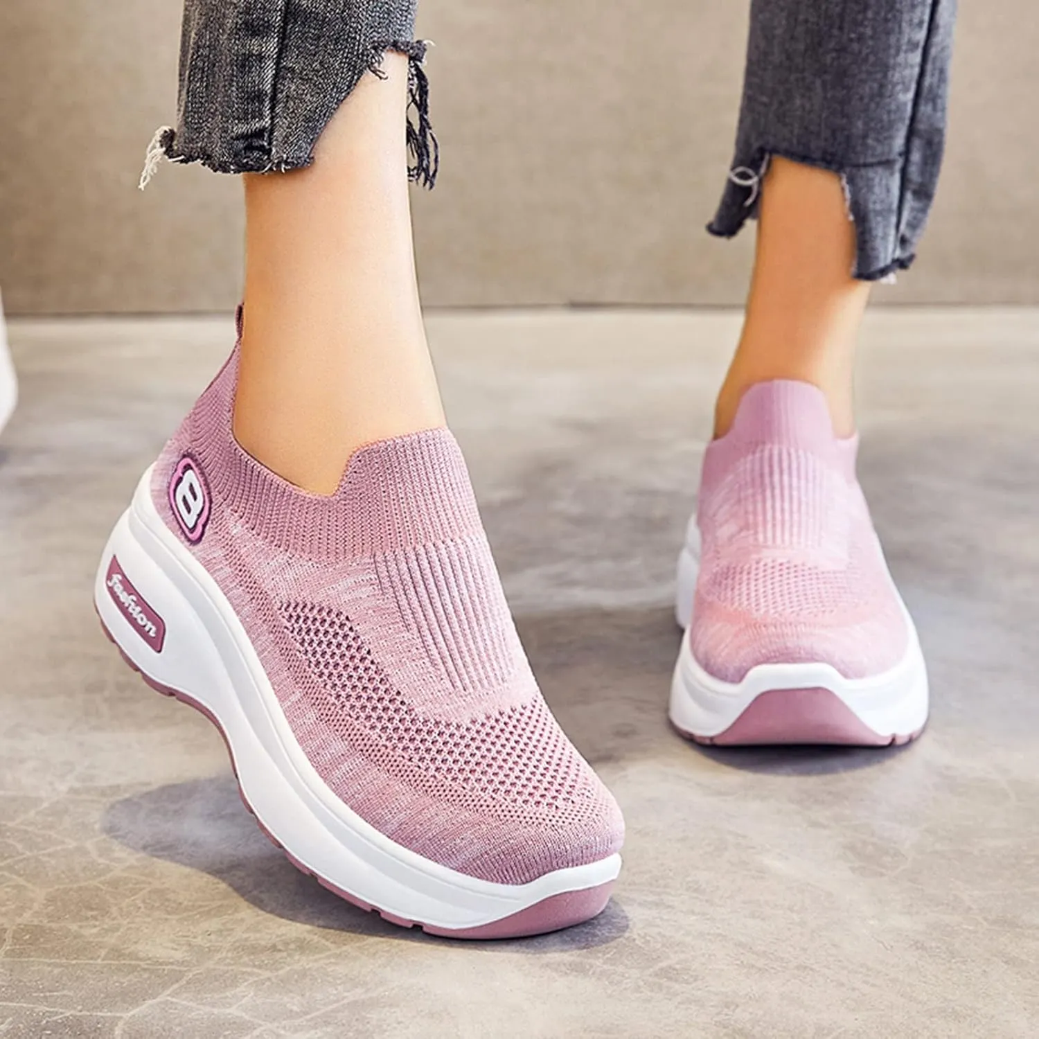Breathable Women Shoes Leisure Trainer Shoes Running Fitness Sport Casual Wedge Outdoor Women's Things Take Vacation