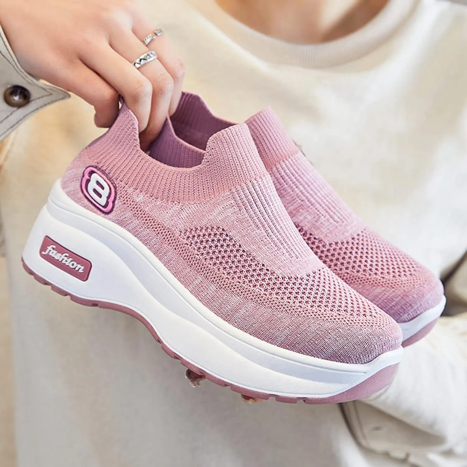 Breathable Women Shoes Leisure Trainer Shoes Running Fitness Sport Casual Wedge Outdoor Women's Things Take Vacation