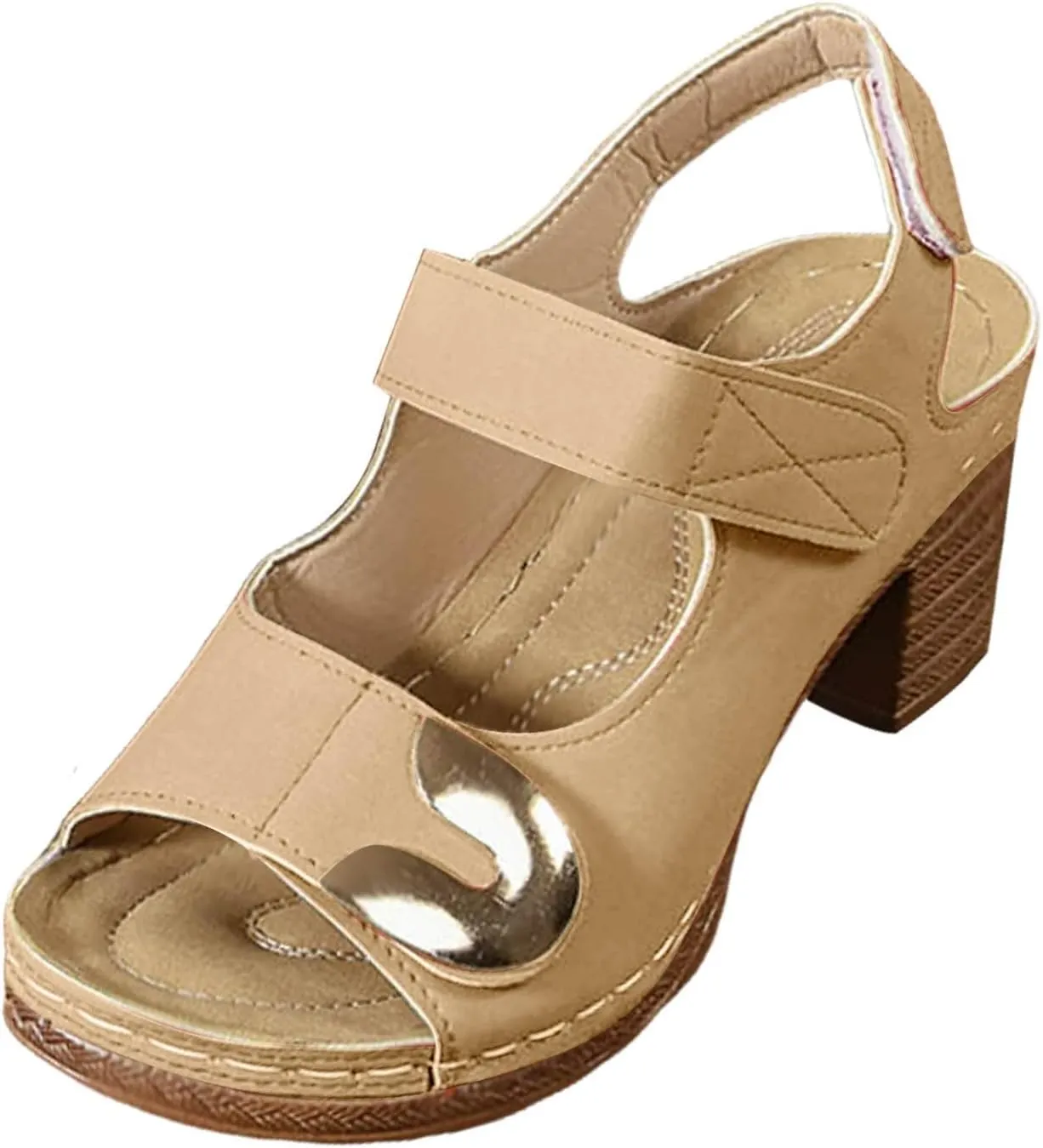 Chunky Block Heeled Sandals for Women Dressy Arch Support Ankle Strap Wedge Sandals Summer Open Toe Sandal Hollow Out Open Toe Low Heel Breathable Shoes Vacation Beach Shoes
