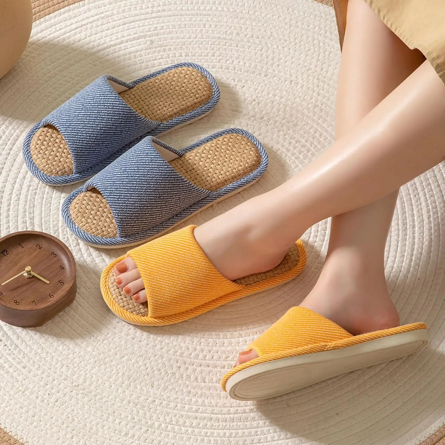 Cloth Slippers Linen Slippers - Breathable, Anti-Slip, Easy to Clean - Summer Silent Slippers for Women and Men