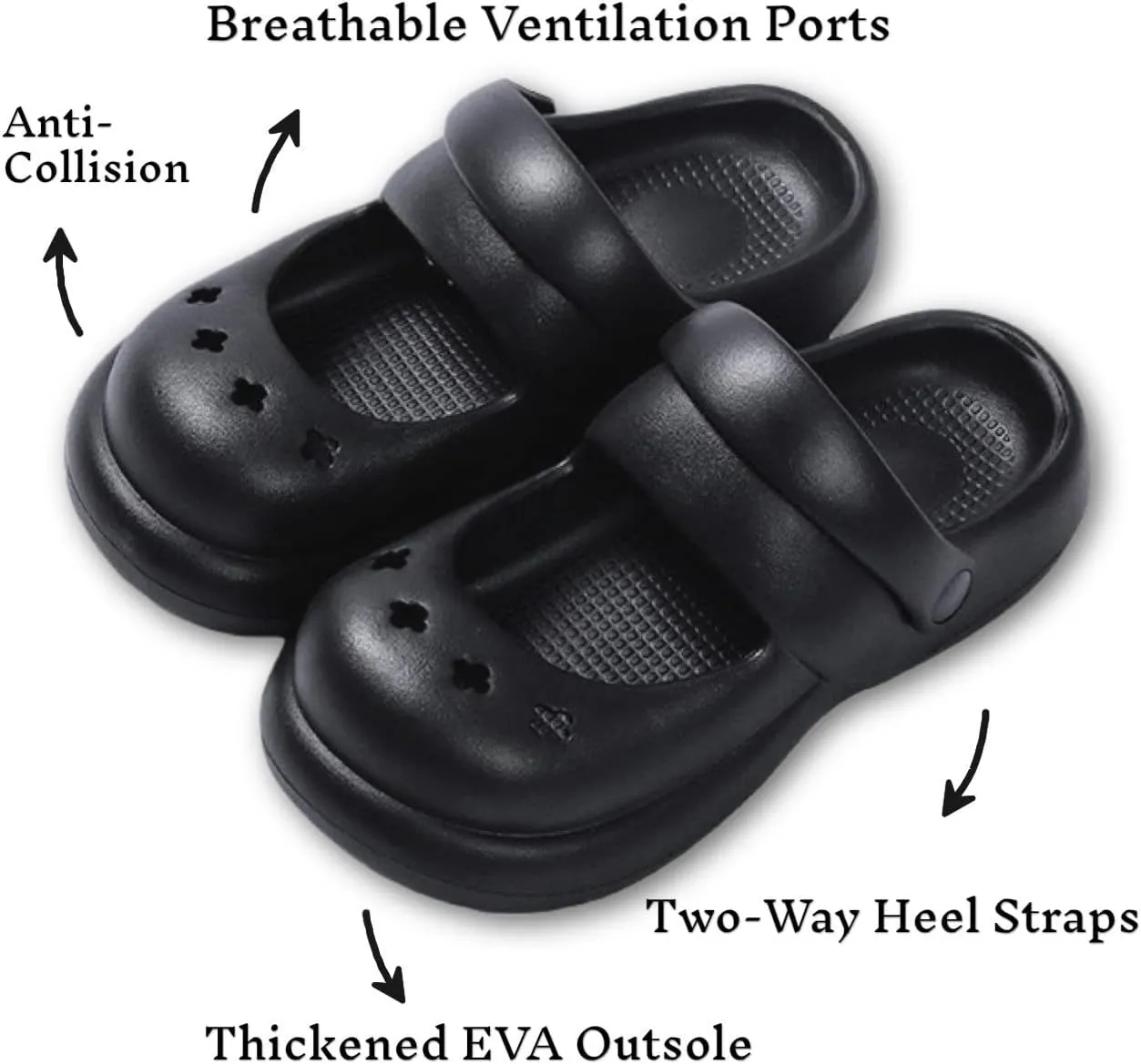 Cloud Double Strap Clogs Comfort Sandals Mary and Jane Flat Slides Cushion Platform Lightweight Waterproof Anti-Skid Soft EVA Shoes Summer Essentials for Women and Girls Cozy Bathroom Shower Pool Beach Indoor and Outdoor