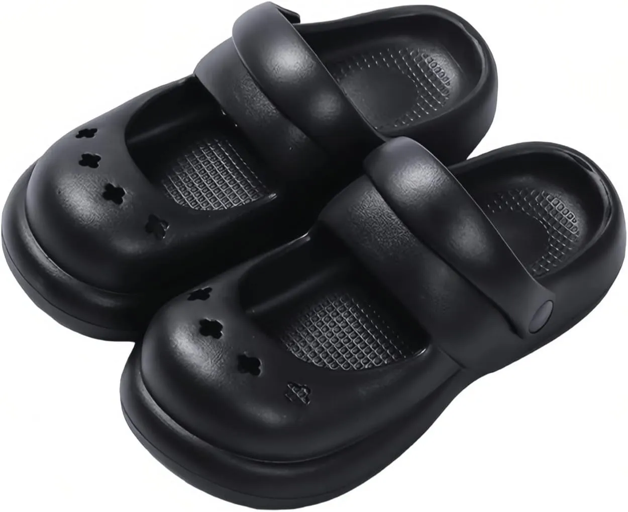 Cloud Double Strap Clogs Comfort Sandals Mary and Jane Flat Slides Cushion Platform Lightweight Waterproof Anti-Skid Soft EVA Shoes Summer Essentials for Women and Girls Cozy Bathroom Shower Pool Beach Indoor and Outdoor