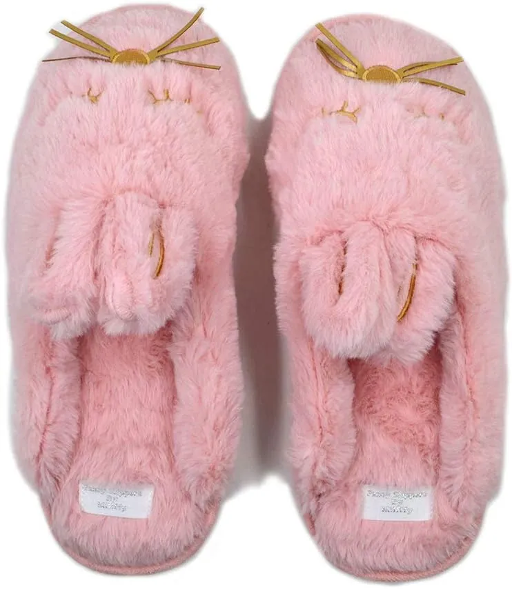 Cute Bunny Fuzzy Slippers |Warm Animal Memory Foam Rabbit Plush |Women Indoor Outdoor Bedroom Slippers