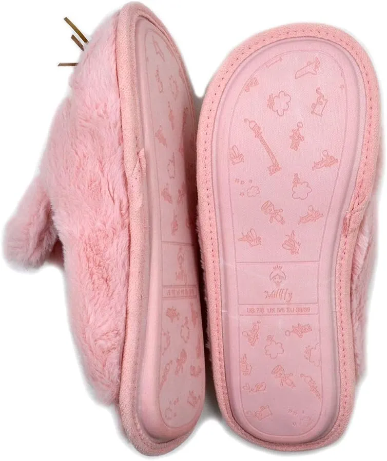 Cute Bunny Fuzzy Slippers |Warm Animal Memory Foam Rabbit Plush |Women Indoor Outdoor Bedroom Slippers