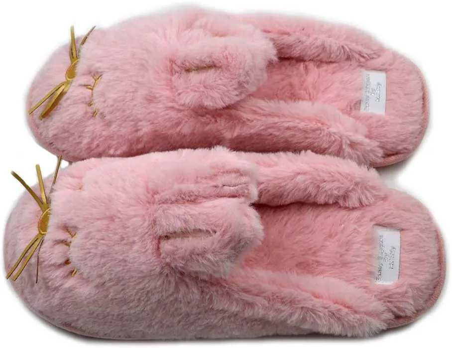 Cute Bunny Fuzzy Slippers |Warm Animal Memory Foam Rabbit Plush |Women Indoor Outdoor Bedroom Slippers