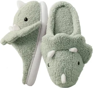 Dinosaur Women Men Plush Animal House Slippers Triceratops Cartoon Winter Slippers 2024