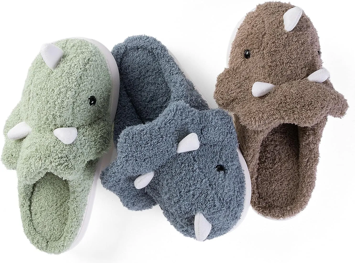 Dinosaur Women Men Plush Animal House Slippers Triceratops Cartoon Winter Slippers 2024