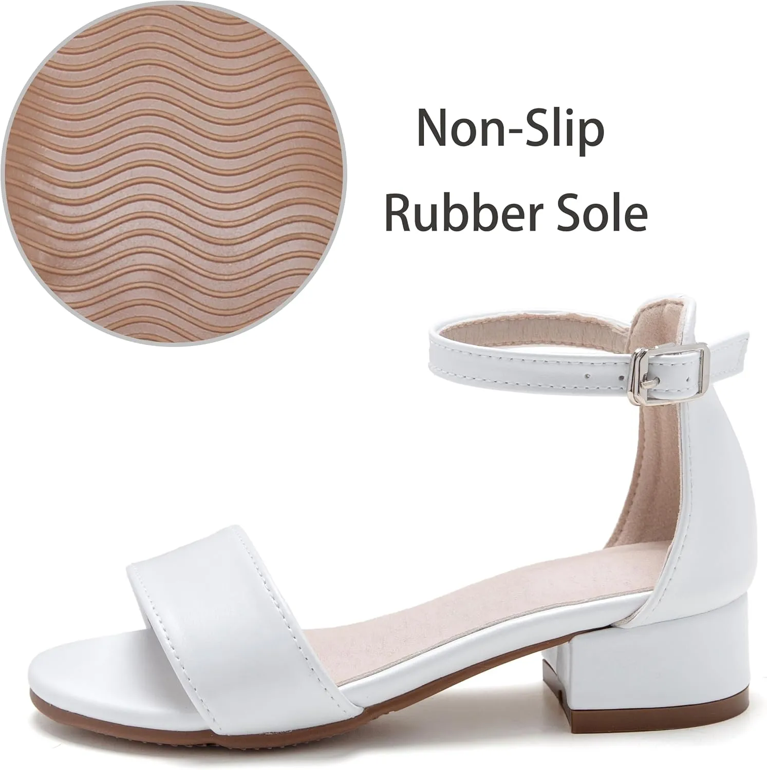 ESTINE Flower Girls Sandals Dress Shoes Wedding Party Low Heel Mary Jane Princess Flats for Little Girl/Kids