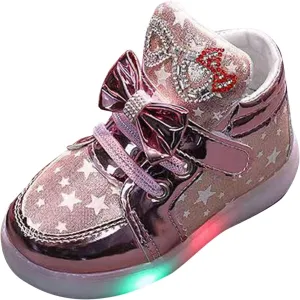 Flashing Sports Shoes for Kids Light-Up Trainers Fashion Glowing Lighted Athletic Shoes Soft High Top Sneakers