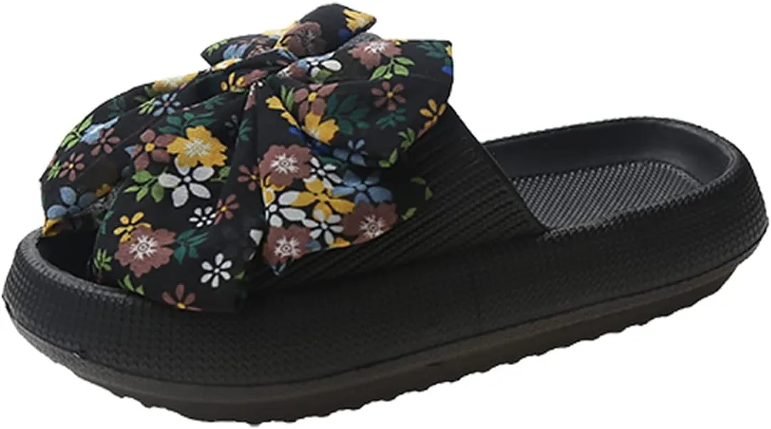 Flower Cloud Sliders for Women Non-Slip Bath Slippers House Quick Drying Slides Pillow Slipper Open Toe Soft Sandals Pink Yellow White Black
