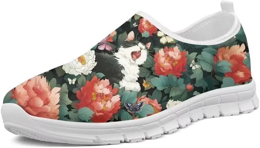 Forchrinse Fire Running Horse Womens Slip on Loafers Mens Lightweight Walking Shoes Soft Comfort Fashion Sneakers for Running Tennis Work Travel