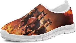 Forchrinse Fire Running Horse Womens Slip on Loafers Mens Lightweight Walking Shoes Soft Comfort Fashion Sneakers for Running Tennis Work Travel