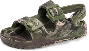 FUNKYMONKEY Unisex-Child Slides Double Buckle Adjustable EVA Flat Sandals for Boys Girls