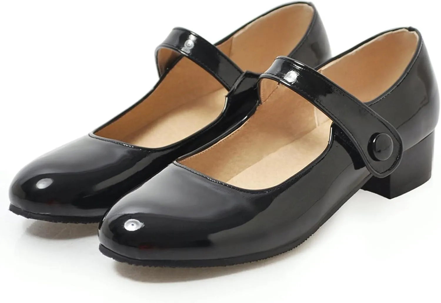 Gicoiz Brogue Mary Jane Women Patent Low Heels Pumps
