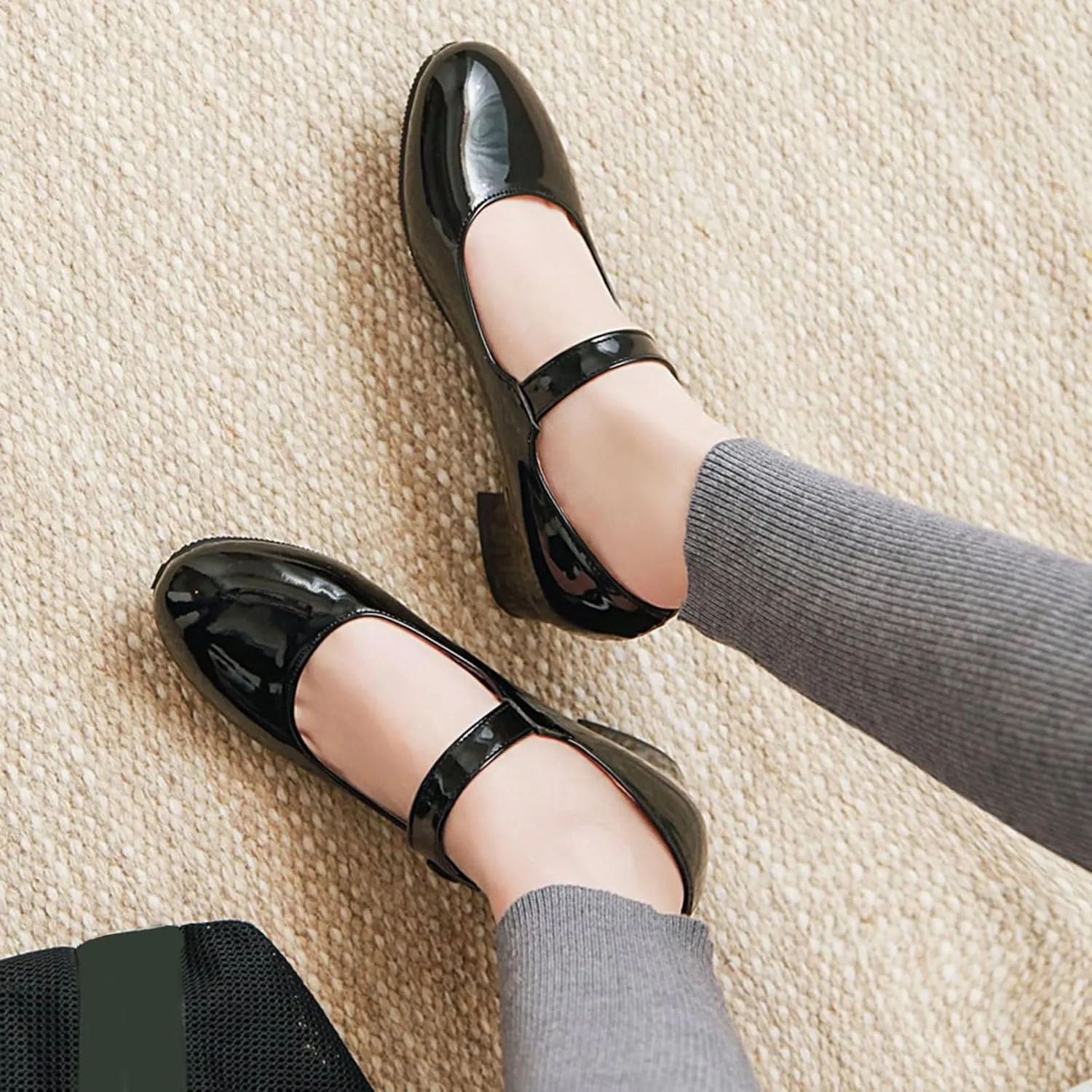 Gicoiz Brogue Mary Jane Women Patent Low Heels Pumps