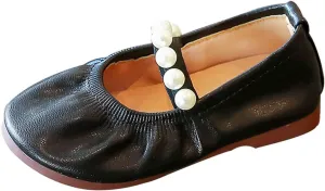 Girls Kids Leather Soft Sandals Dress Dance Loafers Beaded Strap Summer Casual Shoes Baby Toddler Ankle Closed Toe Shoes