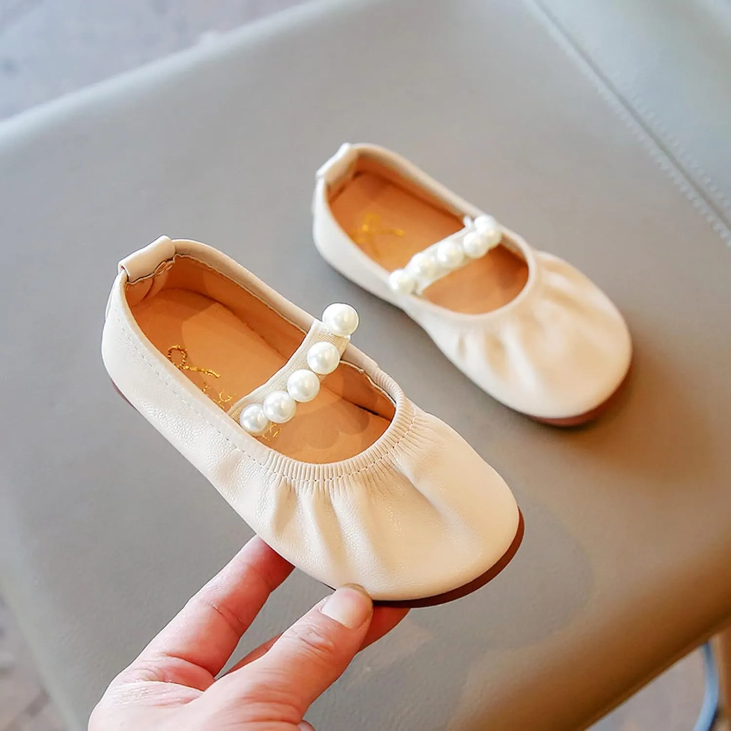 Girls Kids Leather Soft Sandals Dress Dance Loafers Beaded Strap Summer Casual Shoes Baby Toddler Ankle Closed Toe Shoes