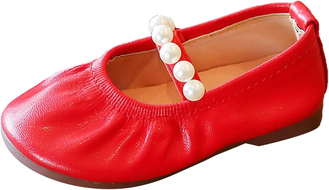 Girls Kids Leather Soft Sandals Dress Dance Loafers Beaded Strap Summer Casual Shoes Baby Toddler Ankle Closed Toe Shoes