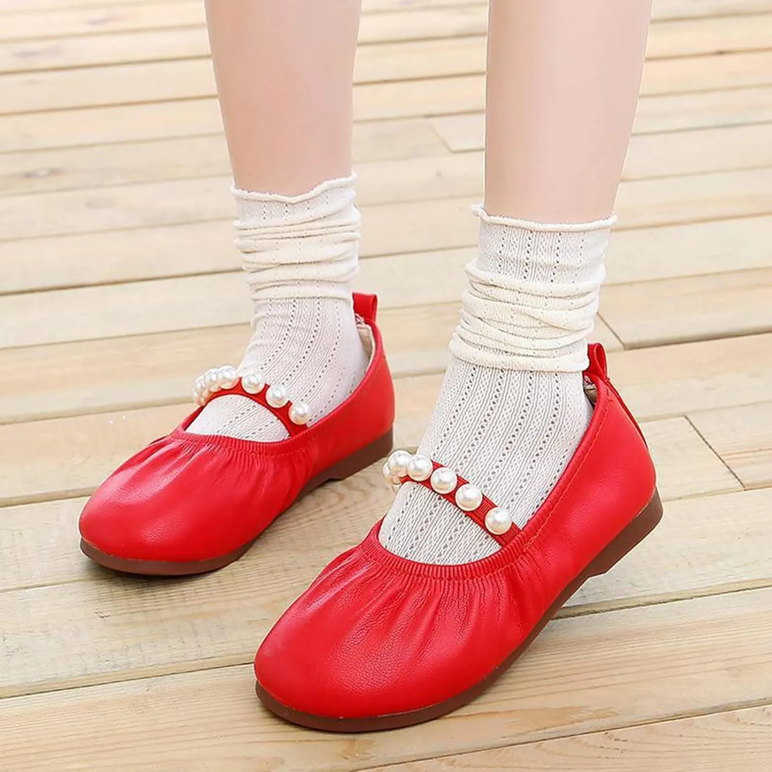 Girls Kids Leather Soft Sandals Dress Dance Loafers Beaded Strap Summer Casual Shoes Baby Toddler Ankle Closed Toe Shoes