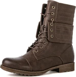 GLOBALWIN Women's Fashion Low Heels Lace Up Ankle Boots