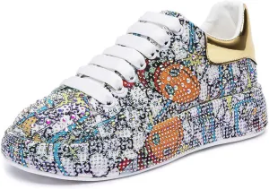 GUOANFG Women Sneakers Woman Luxury Platform Women Trainers Rhinestone Fashion Casual Shoes for Women Sneakers,Silver-38 EU