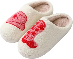 Happy rainbow slippers comfortable house slippers strawberry clouds plush slippers retro female cowboy boots cowboy hat slippers cactus cute furry winter indoor outdoor warm slippers
