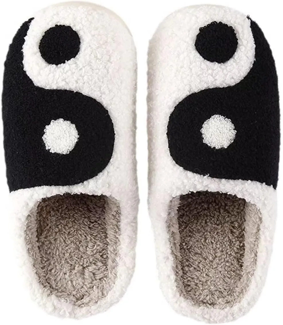 Happy rainbow slippers comfortable house slippers strawberry clouds plush slippers retro female cowboy boots cowboy hat slippers cactus cute furry winter indoor outdoor warm slippers