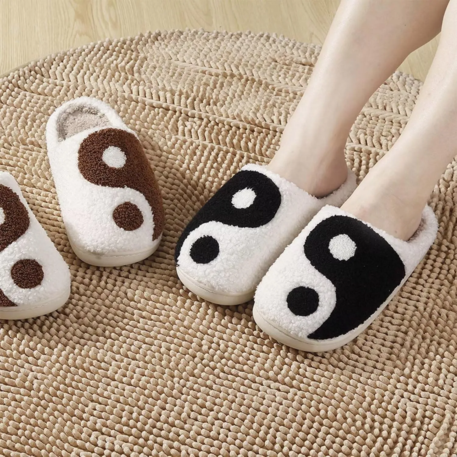 Happy rainbow slippers comfortable house slippers strawberry clouds plush slippers retro female cowboy boots cowboy hat slippers cactus cute furry winter indoor outdoor warm slippers